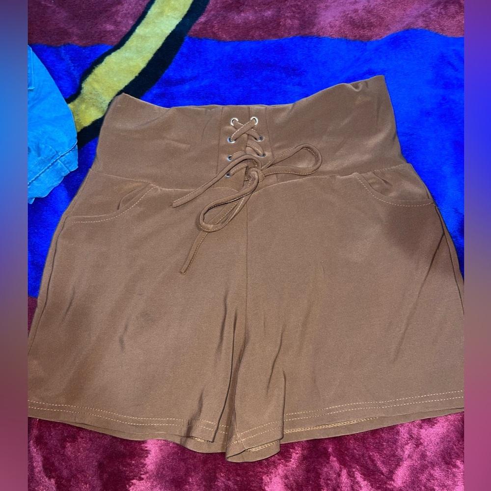 Brown High-Waisted Women's Shorts